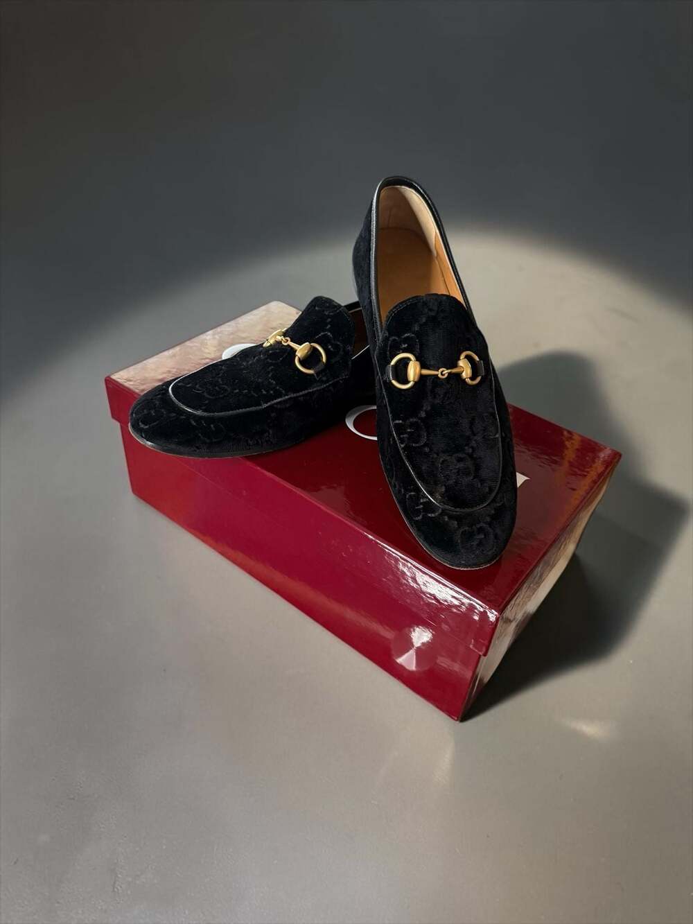 Gucci GG Horsebit Loafers in Black Velvet